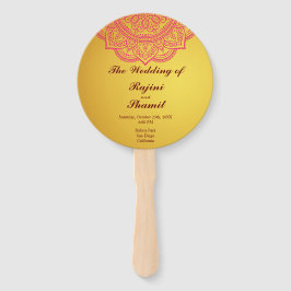 Elegantes Gold Pink Paisley Indian Wedding Program Fächer