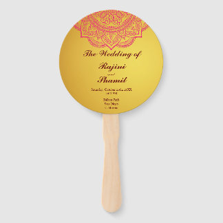 Elegantes Gold Pink Paisley Indian Wedding Program Fächer