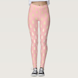 Elegantes Gold & Pink Weihnachtsbaummuster Leggings