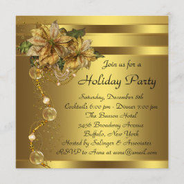 Elegantes Gold Poinsettia Schwarzes Gold Weihnacht Einladung