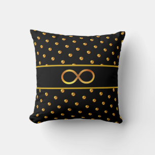 Elegantes Gold Polka Dots & Unendlichkeitssymbol Kissen