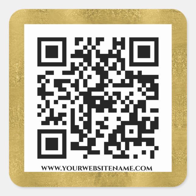 Elegantes Gold QR Code URL Template Business Quadratischer Aufkleber (Vorderseite)