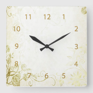 Elegantes Gold Quadratische Wanduhr