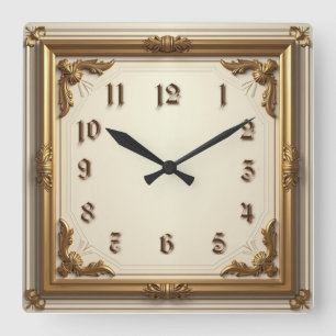 Elegantes Gold Quadratische Wanduhr