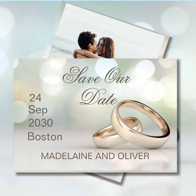 Elegantes Gold Rings Foto Hochzeit speichern das D RSVP Karte (Von Creator hochgeladen)