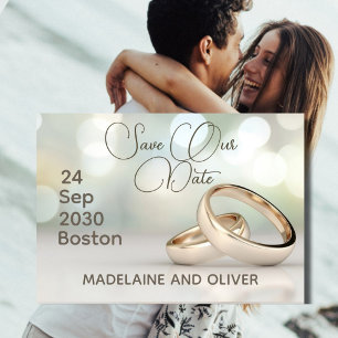Elegantes Gold Rings Foto Hochzeit speichern das D RSVP Karte
