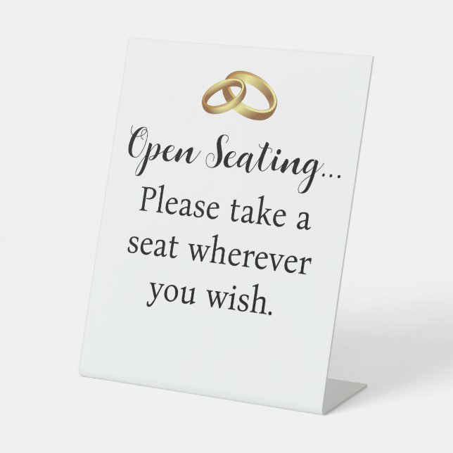 Elegantes Gold Rings Open Seating Tabletop-Zeichen Sockelschild (Vorderseite)