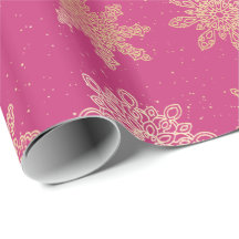 Elegantes Gold & Rosa Schneeflocken Weihnachtsmust