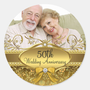Elegantes Gold Rose Foto 50 Jahre Sticker