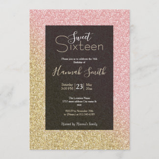 Elegantes Gold & Rose Gold Glitzer Glitzern Einladung