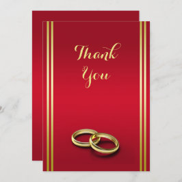 Elegantes Gold & Rot, Hochzeiten Dankeskarte