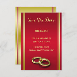 Elegantes Gold & Rot, Hochzeiten Save The Date