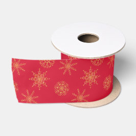 Elegantes Gold Rote Schneeflocken Original Satinband