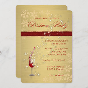 Elegantes Gold Rotes Glas, Weihnachtsgeschenk für  Einladung