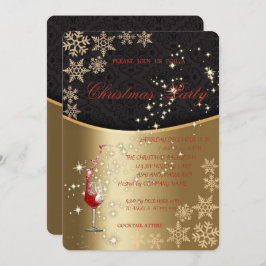 Elegantes Gold Rotes Glas, Weihnachtsgeschenk für  Einladung