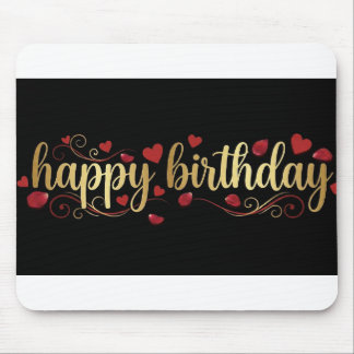 Elegantes Gold & Rotes Herz Alles Gute zum Geburts Mousepad