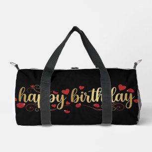 Elegantes Gold & Rotes Herz Herzlichen Glückwunsch Duffle Bag
