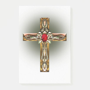 Elegantes Gold & Ruby Cross Post-it Klebezettel