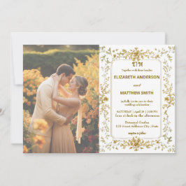 Elegantes Gold Rustic Country Overlay Foto Hochzei Einladung