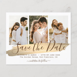 Elegantes Gold Save the Date Budget Hochzeitsempfa Flyer