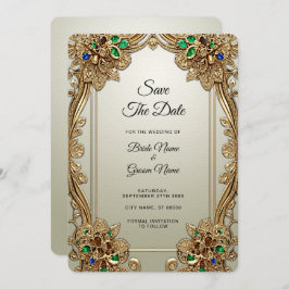 Elegantes Gold Save the Date Verziert