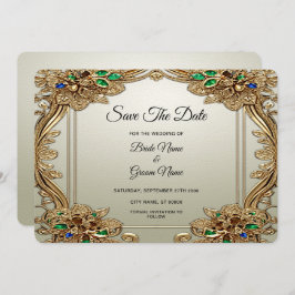 Elegantes Gold Save the Date Verziert