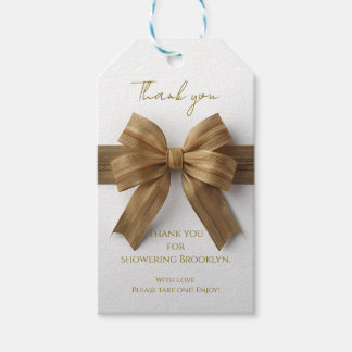 Elegantes Gold-Schleife-Dankeschön-Tag Geschenkanhänger