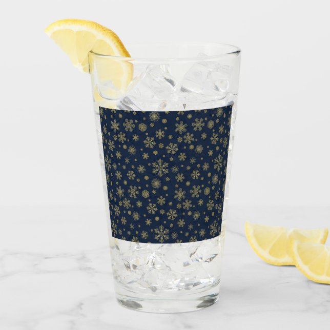 Elegantes Gold-Schneeflocken-Wintermuster Glas (Vorderseite Ice)