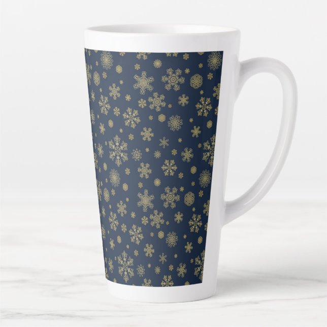 Elegantes Gold-Schneeflocken-Wintermuster Milchtasse (Rechts)