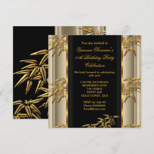 Elegantes Gold Schwarz Asiatischer Bambus Karamell Einladung