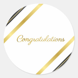 Elegantes Gold & Schwarz Gratulation - Feier Runder Aufkleber