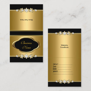 Elegantes Gold-Schwarz-Juwel-Bild zum Falten Visitenkarte