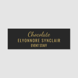 Elegantes Gold-Schwarz-Minimal-Schokoladen-Event-P Namensschild