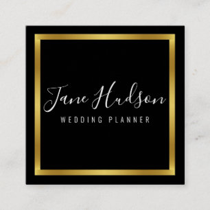 Elegantes Gold-Schwarz minimalistisches editierbar Quadratische Visitenkarte