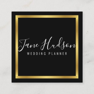 Elegantes Gold-Schwarz minimalistisches editierbar Quadratische Visitenkarte