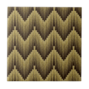 Elegantes Gold-Schwarz-Ornamentmuster Dekorativ Fliese