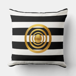 Elegantes Gold, Schwarz und Weiß Kissen