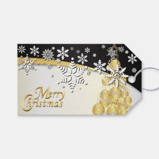 Elegantes Gold, Schwarz und Weiß Weihnachten Geschenkanhänger