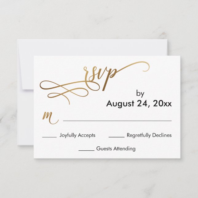 Elegantes Gold-Script auf einfacher RSVP-Karte RSVP Karte (Vorderseite)