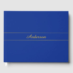Elegantes Gold-Script auf Navy Blue Background Gästebuch