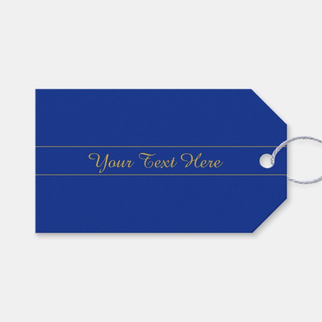 Elegantes Gold-Script auf Navy Blue Background Geschenkanhänger (Vorderseite (Horizontal))