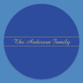 Elegantes Gold-Script auf Navy Blue Background Runder Aufkleber