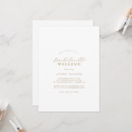 Elegantes Gold Script Bachelorette Weekend Einladung