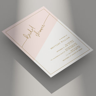Elegantes Gold Script Blush Pink Brautparty Einladung
