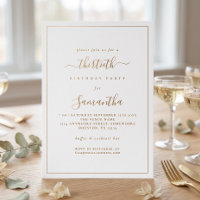 Elegantes Gold Script Border 30. Geburtstag Party