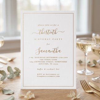 Elegantes Gold Script Border 30. Geburtstag Party Einladung