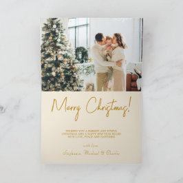 Elegantes Gold Script Custom Foto Weihnachten