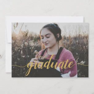 Elegantes Gold Script Foto High School Abschluss Ankündigung