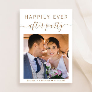 Elegantes Gold Script Foto Hochzeitsempfang Einladung