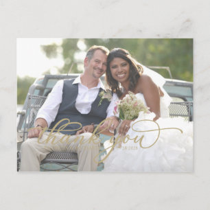 Elegantes Gold Script Foto Vielen Dank Postcard Postkarte